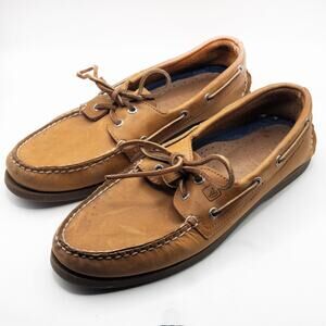 Sperry Top-Sider Men’s Boat Shoes Brown Leather Size 9.5 Coastal Prep Heritage